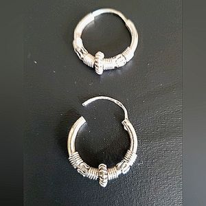 Egyptian Silver Hoop Earrings